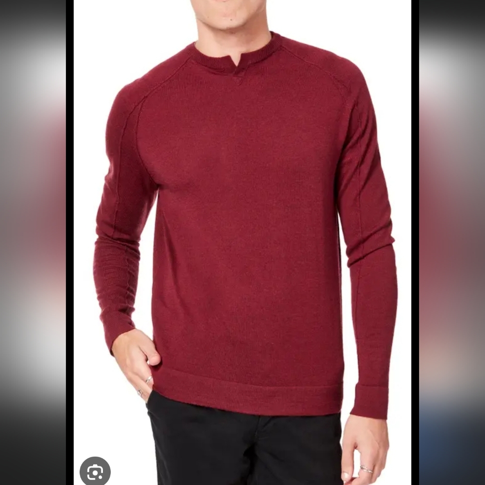 Good Man Brand Slim Notch Neck Wool Lightweight Men S Burgundy Pullover Sweater